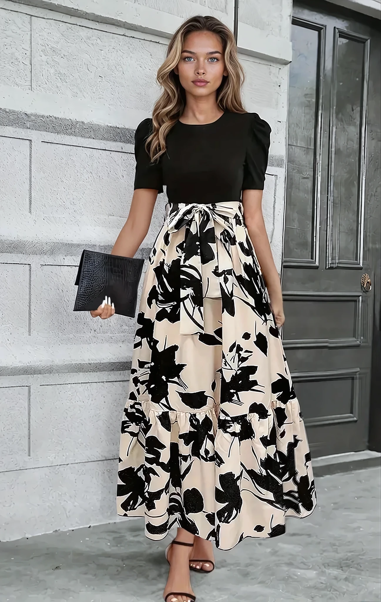 Women's Modern Grace Bow-Tie Waist Maxi Dress