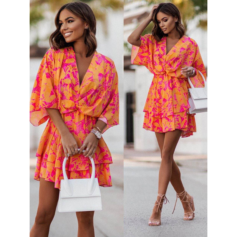 Women's Sunlit Whimsy Twist-Front Mini Dress