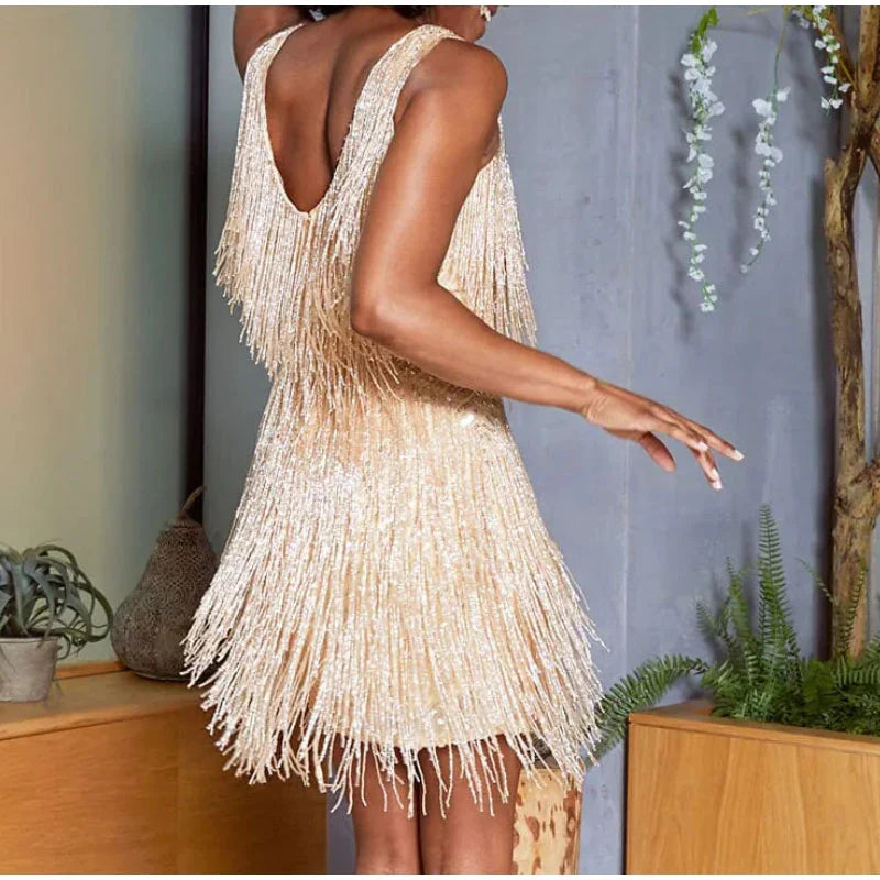 Women's Glimmer Feather Mini Dress