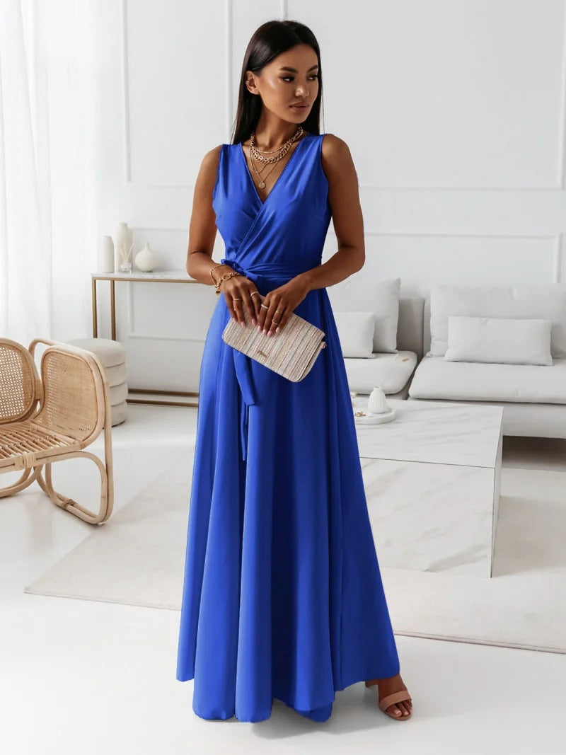 Women's Enchanting V-Neck Maxi Dress – Flowy Elegant Style
