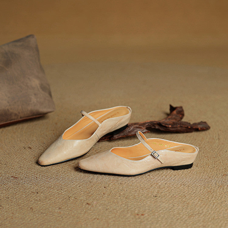 Women's Genuine Leather Slip-On Mules – Chic Everyday Comfort