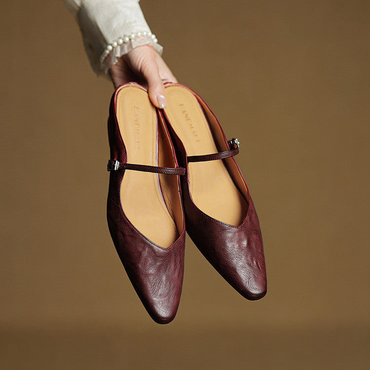 Women's Genuine Leather Slip-On Mules – Chic Everyday Comfort