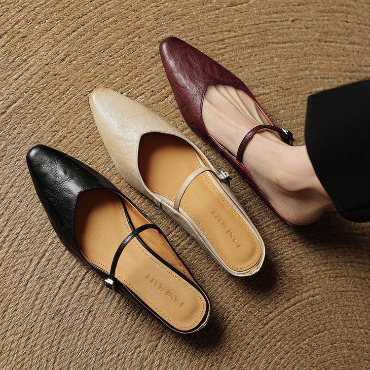 Women's Genuine Leather Slip-On Mules – Chic Everyday Comfort