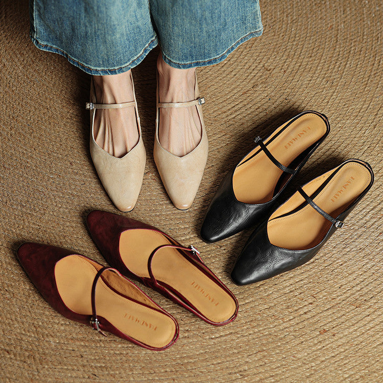 Women's Genuine Leather Slip-On Mules – Chic Everyday Comfort