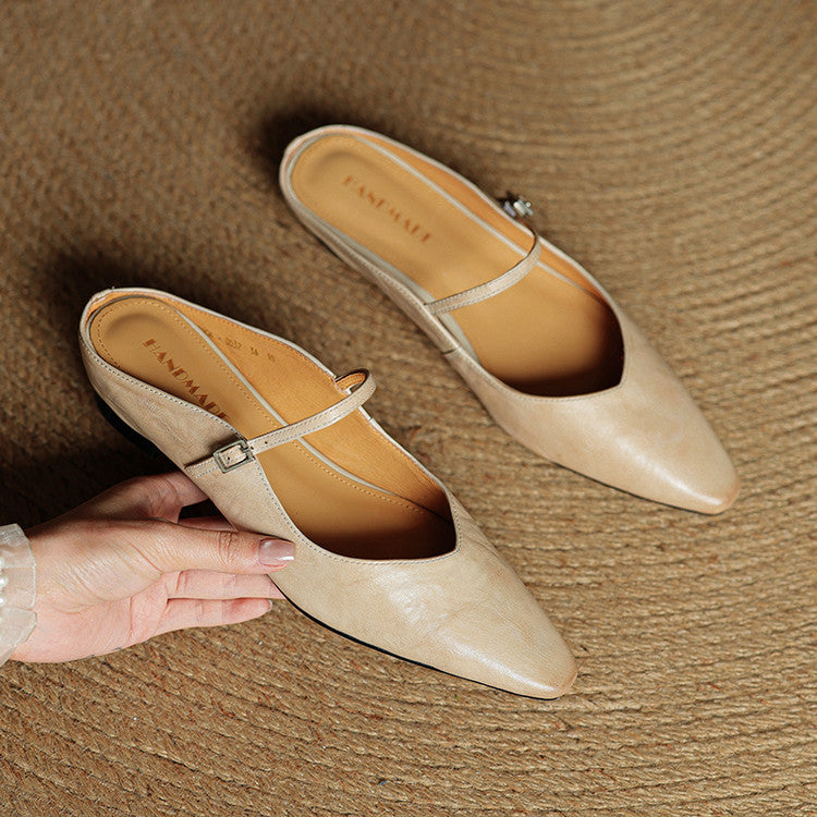 Women's Genuine Leather Slip-On Mules – Chic Everyday Comfort