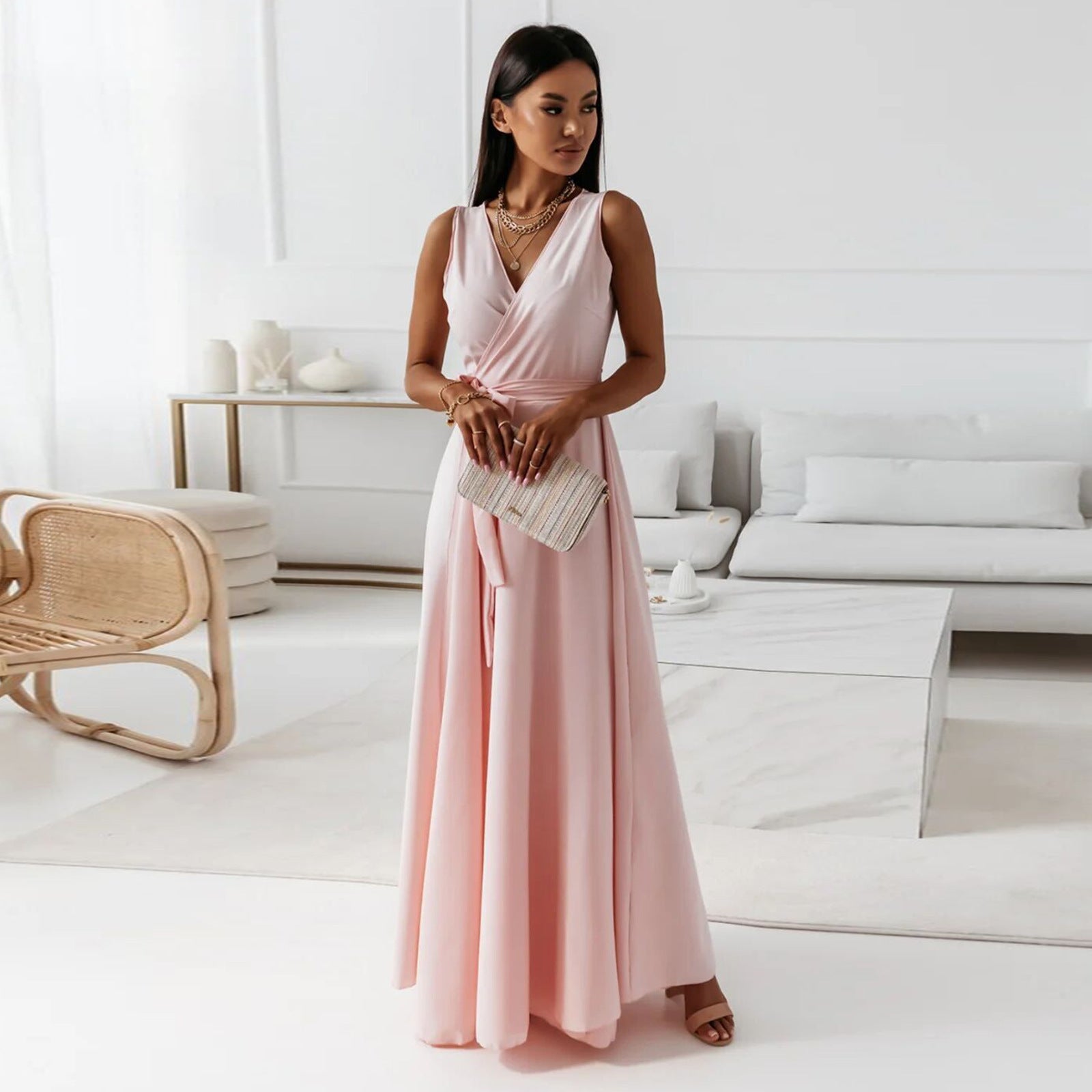 Women's Wedding Guest Wrap Maxi Dress – Flattering Elegant Occasion Style
