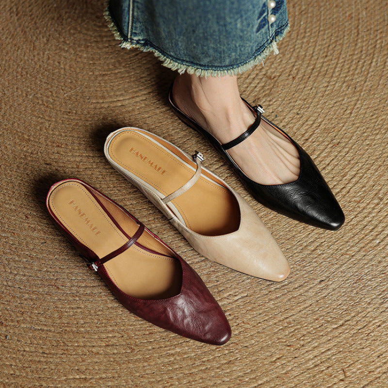 Women's Genuine Leather Slip-On Mules – Chic Everyday Comfort