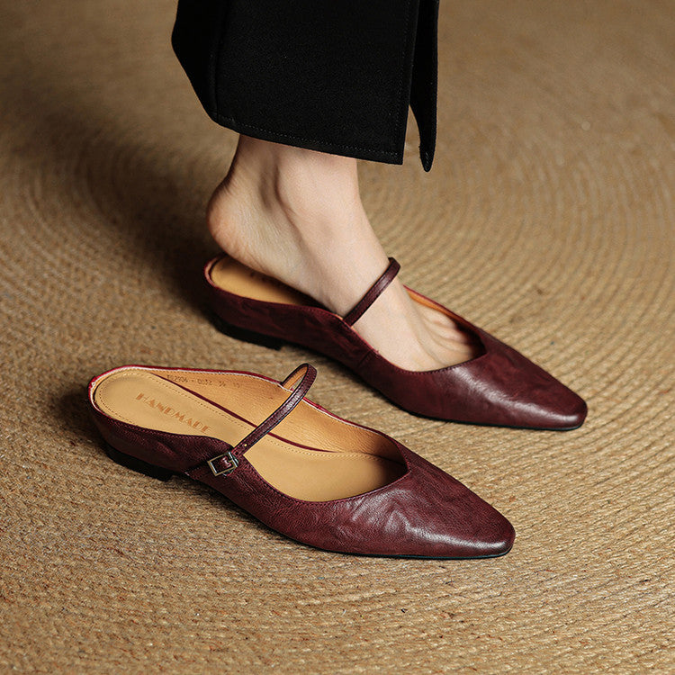 Women's Genuine Leather Slip-On Mules – Chic Everyday Comfort