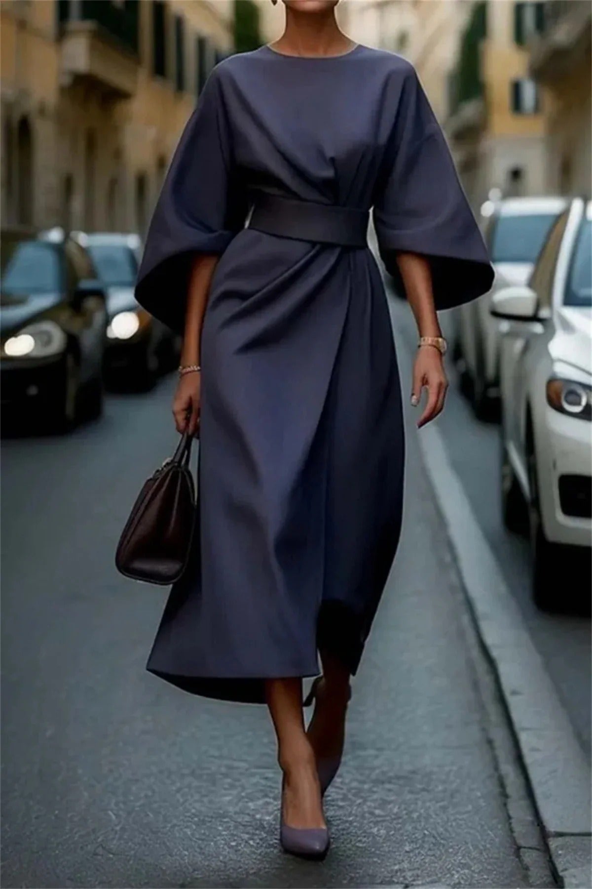 Women's Bold Allure Draped Waist Maxi Dress