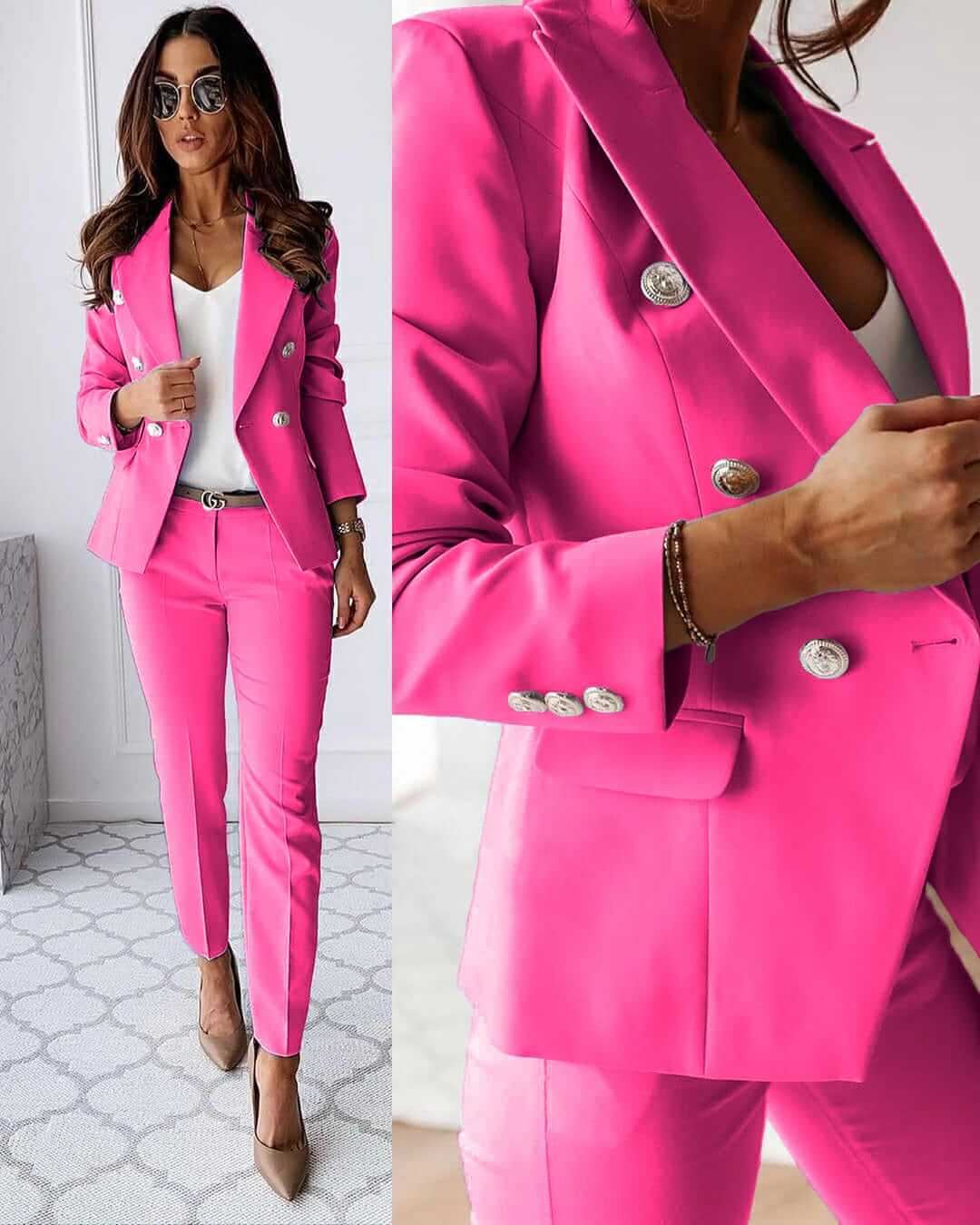 Women's Blazer and Tailored Pants Set – Elegant Modern Occasion Style