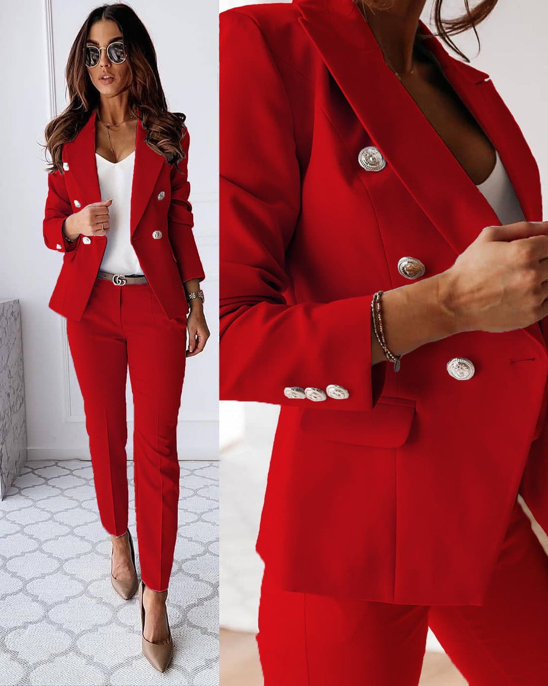 Women's Blazer and Tailored Pants Set – Elegant Modern Occasion Style