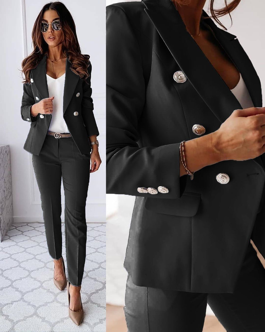 Women's Blazer and Tailored Pants Set – Elegant Modern Occasion Style