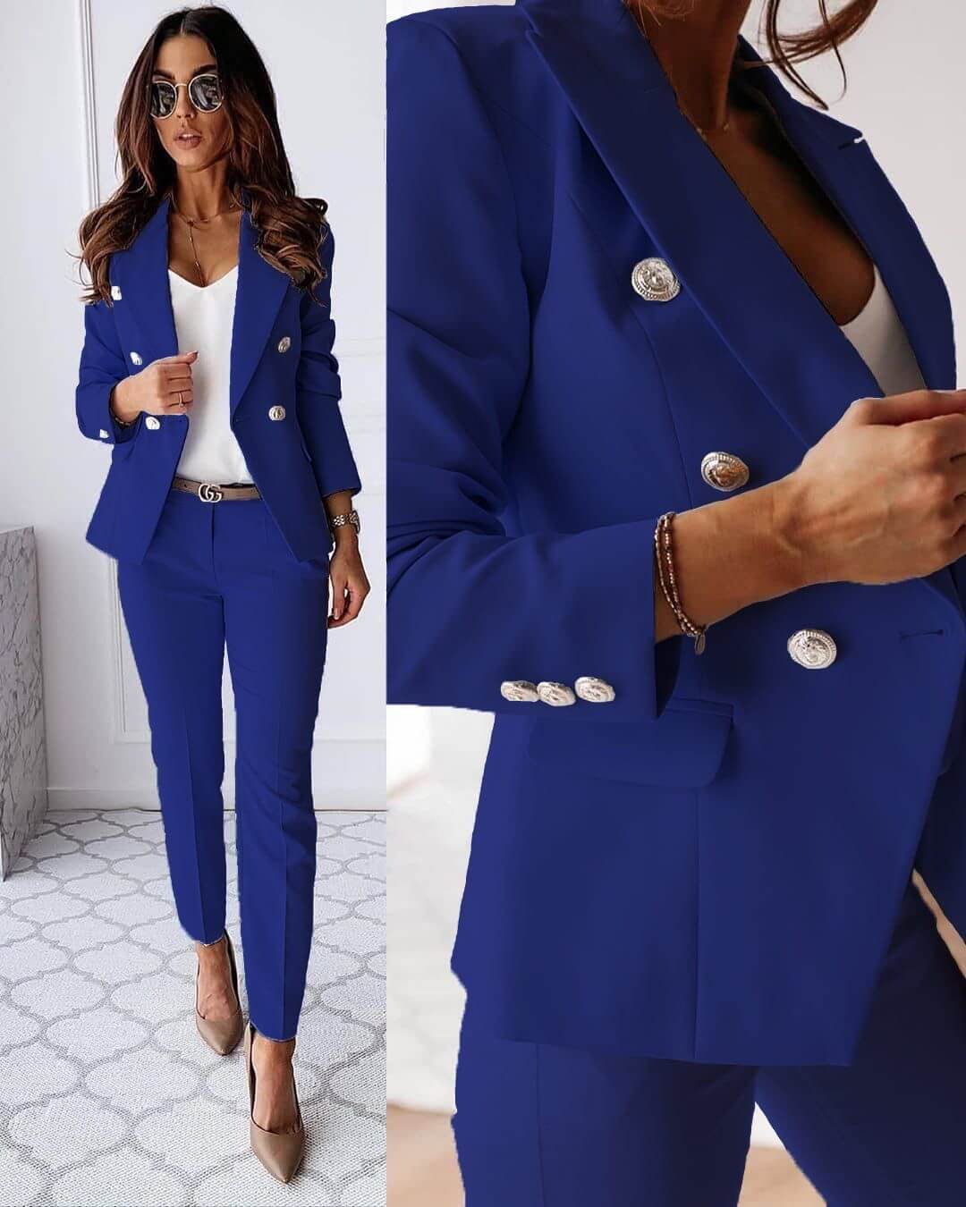 Women's Blazer and Tailored Pants Set – Elegant Modern Occasion Style