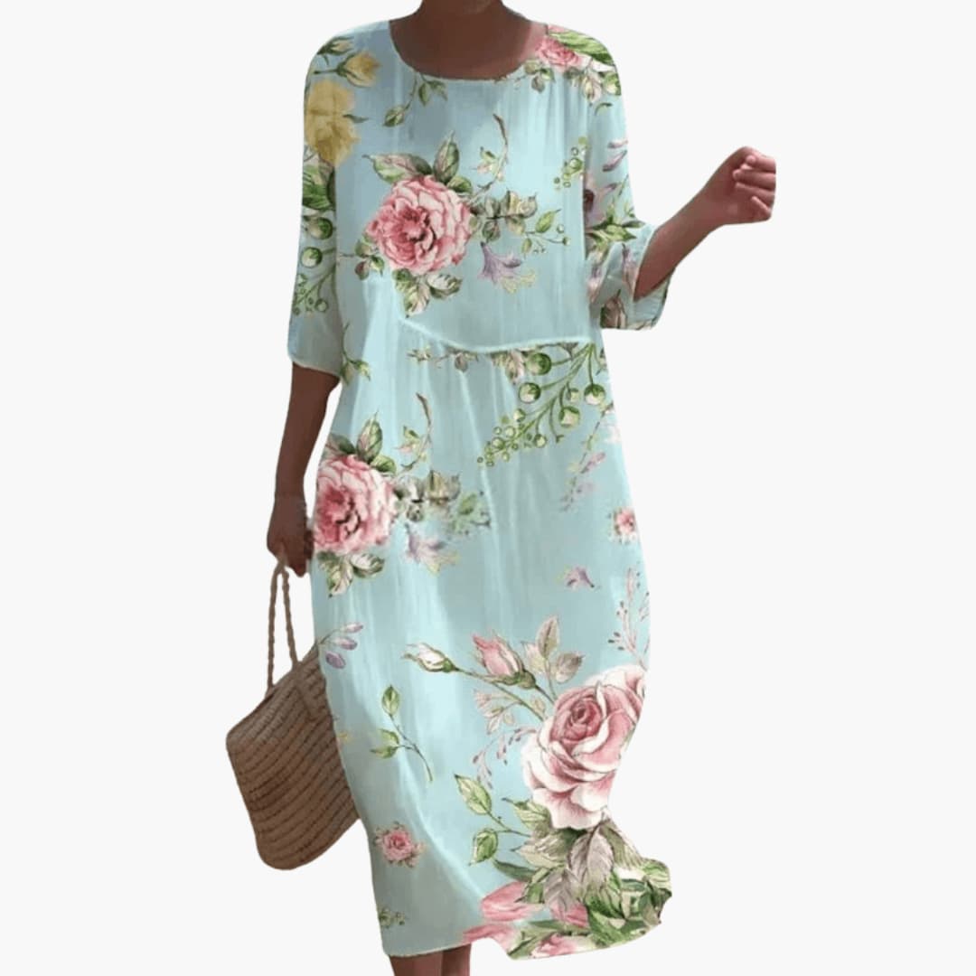 Women's Floral Dress – V-Neckline Garden Print Breezy Feminine Design