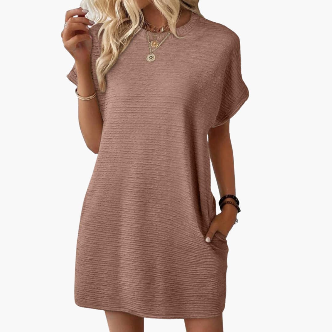 Women's Loose Fit Pocket Dress – Short Sleeves Casual Comfortable Everyday