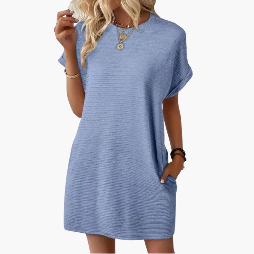 Women's Loose Fit Pocket Dress – Short Sleeves Casual Comfortable Everyday