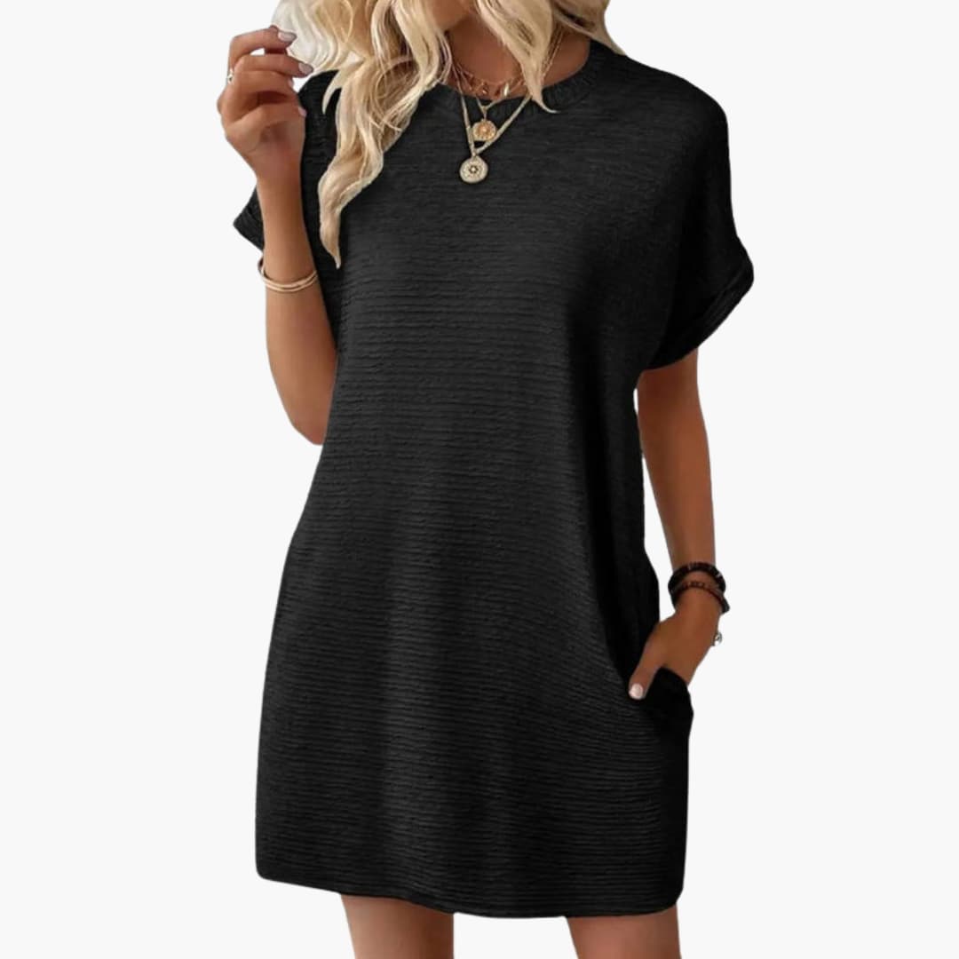 Women's Loose Fit Pocket Dress – Short Sleeves Casual Comfortable Everyday