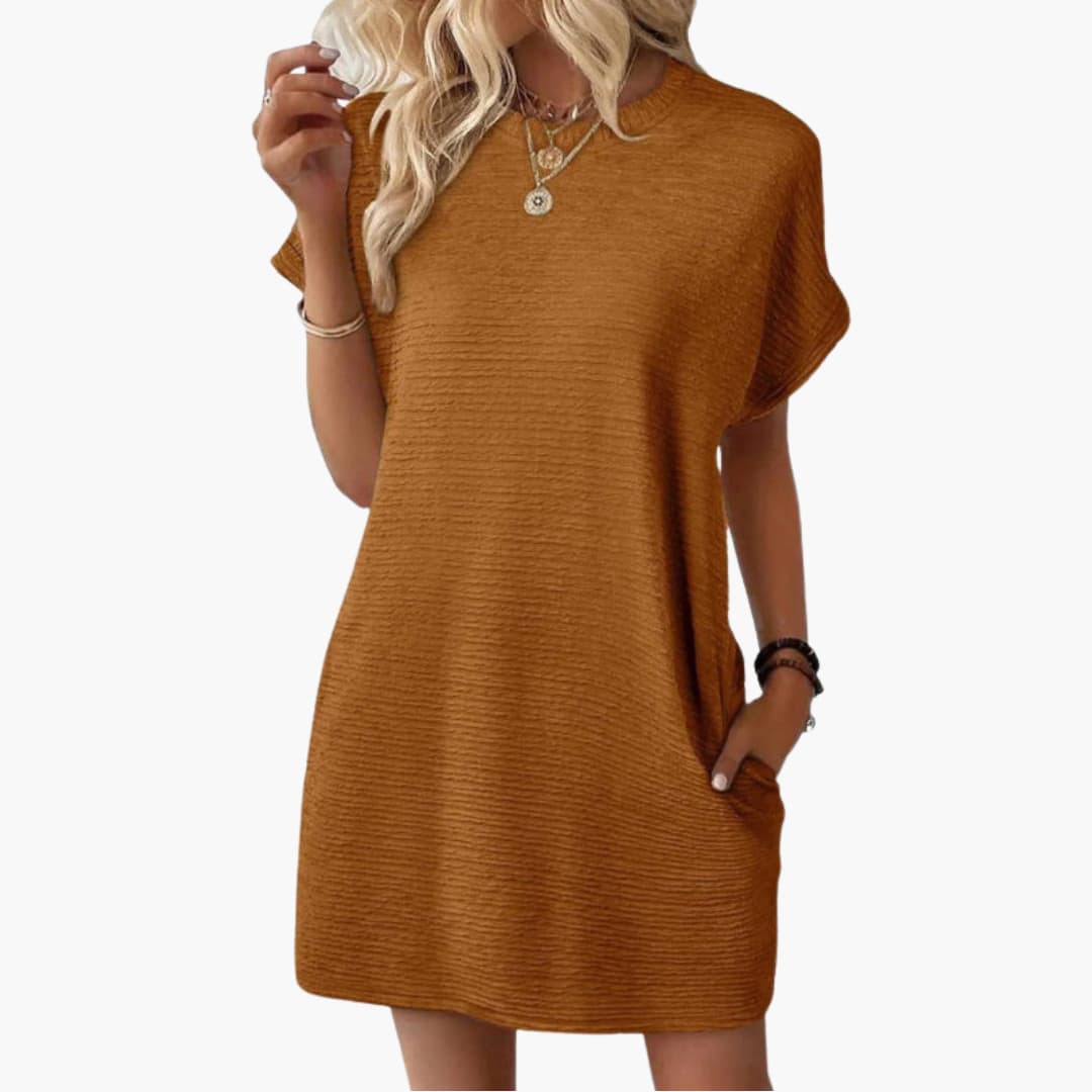 Women's Loose Fit Pocket Dress – Short Sleeves Casual Comfortable Everyday