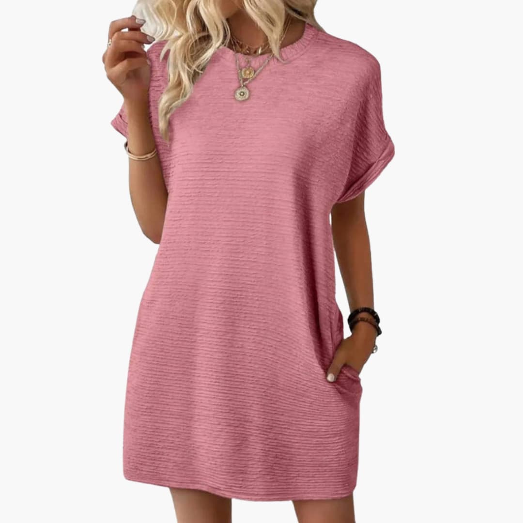 Women's Loose Fit Pocket Dress – Short Sleeves Casual Comfortable Everyday