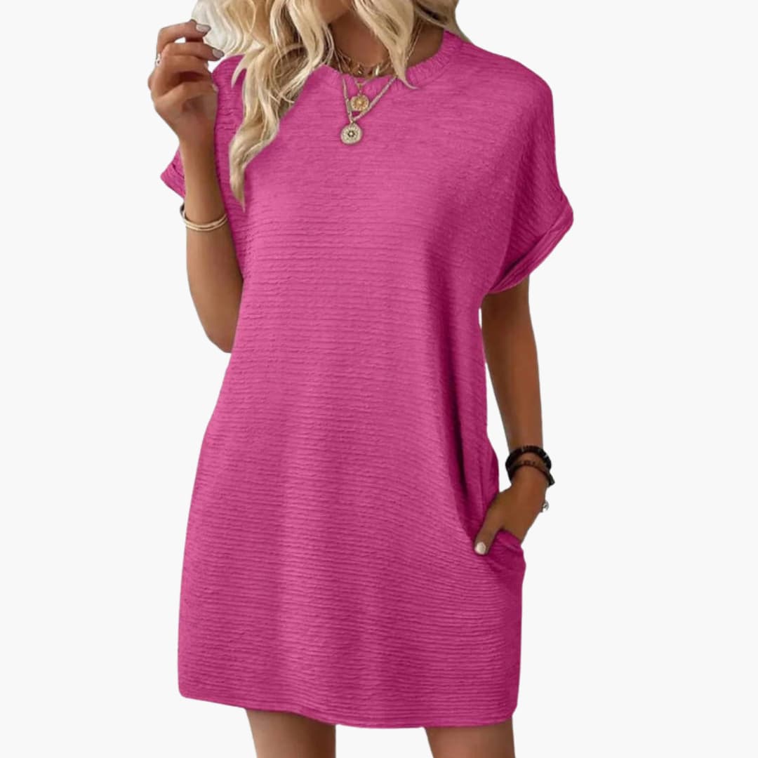 Women's Loose Fit Pocket Dress – Short Sleeves Casual Comfortable Everyday
