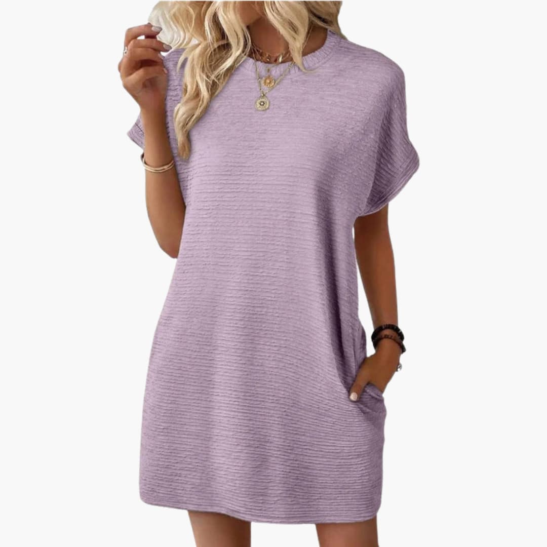 Women's Loose Fit Pocket Dress – Short Sleeves Casual Comfortable Everyday