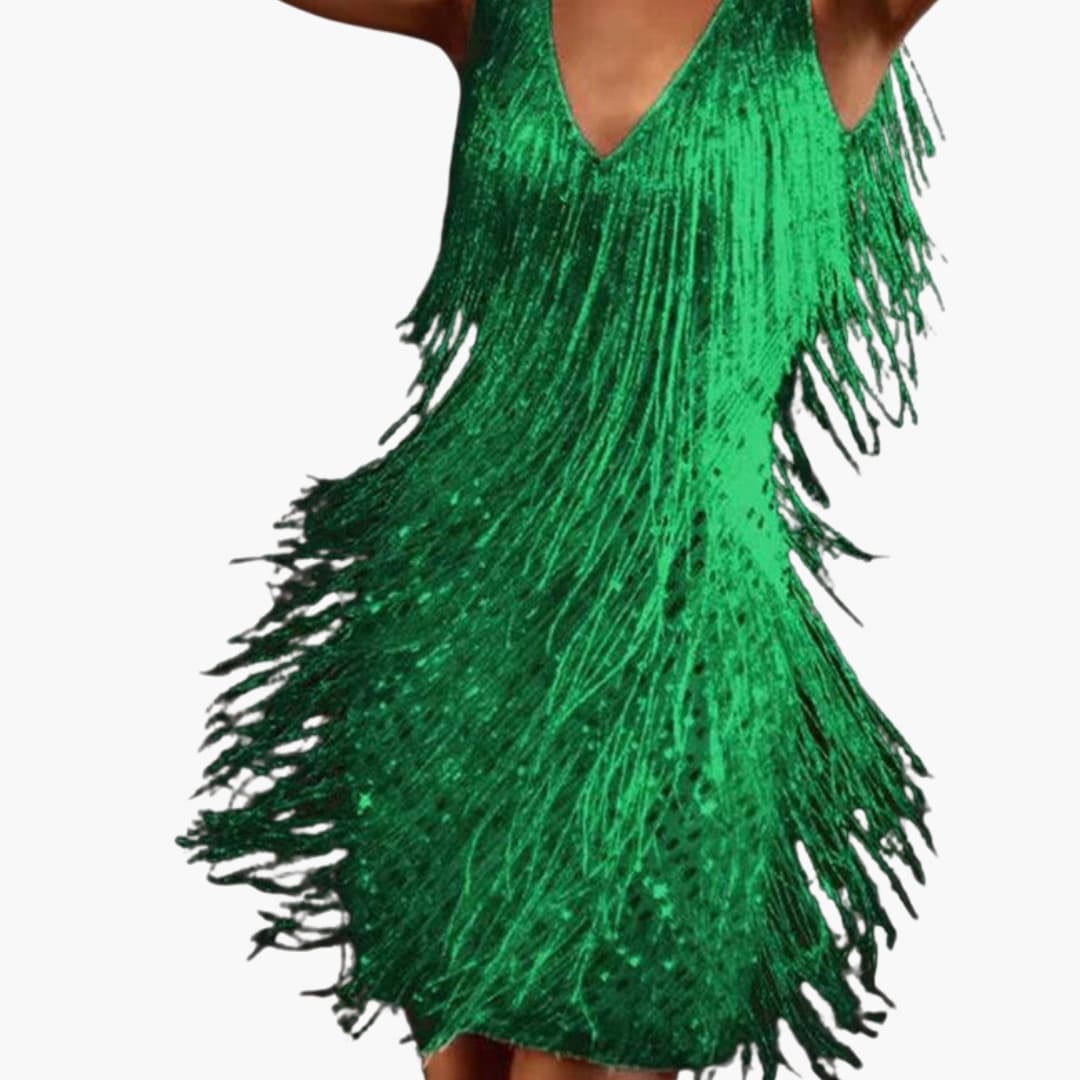 Women's Mini Dress – V-Neck Tassel Detail Playful Boho-Chic Style