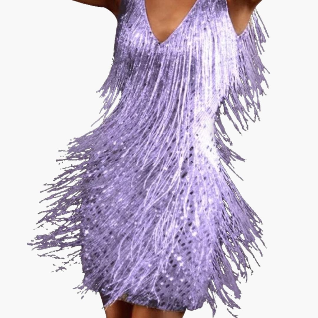 Women's Mini Dress – V-Neck Tassel Detail Playful Boho-Chic Style