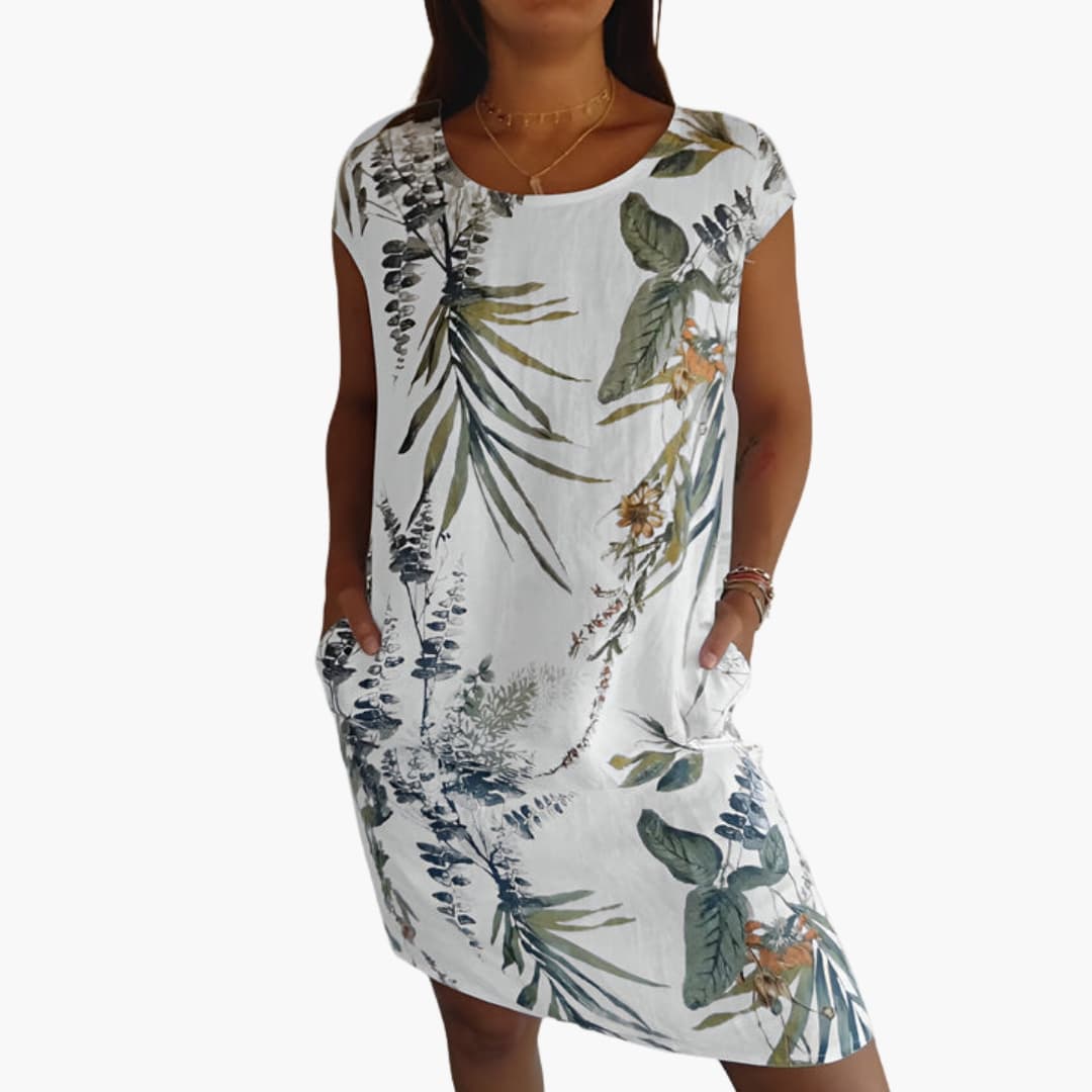 Women's Short Sleeve Shift Dress – Round Neck Straight Hem Clean Minimalist