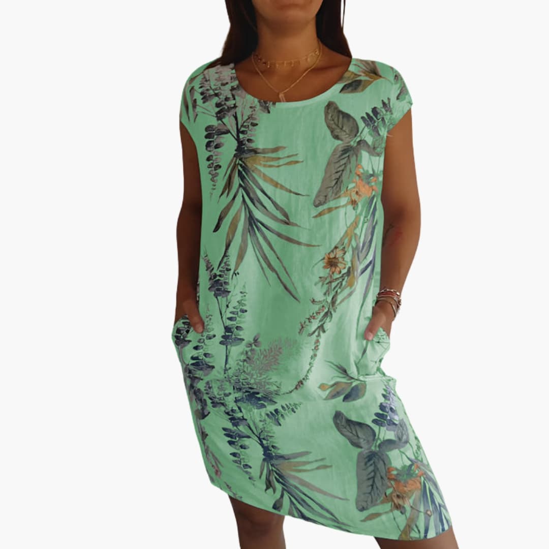 Women's Short Sleeve Shift Dress – Round Neck Straight Hem Clean Minimalist