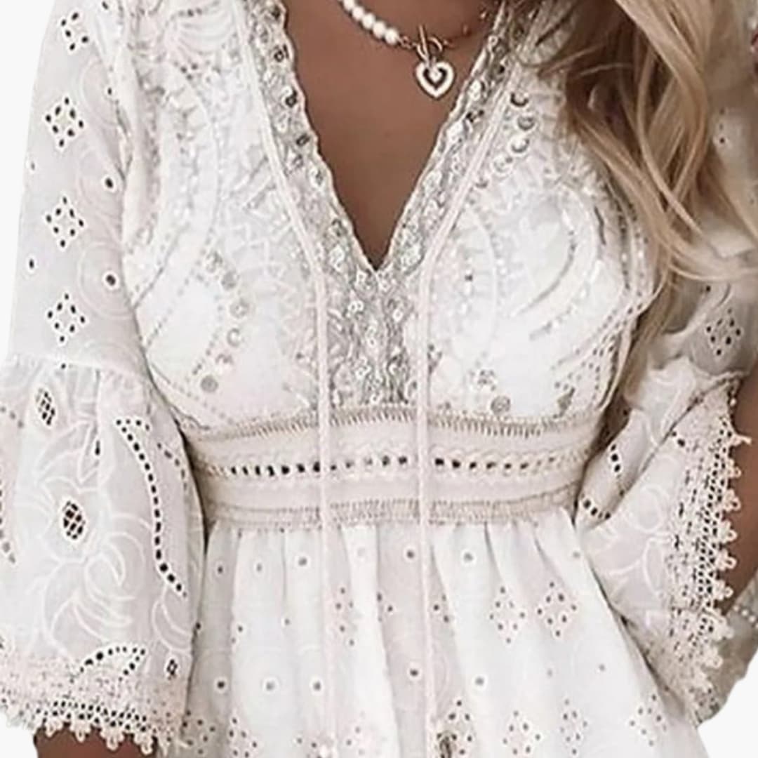 Women's V-Neck Midi Dress – Straight Fit Minimal Everyday Style