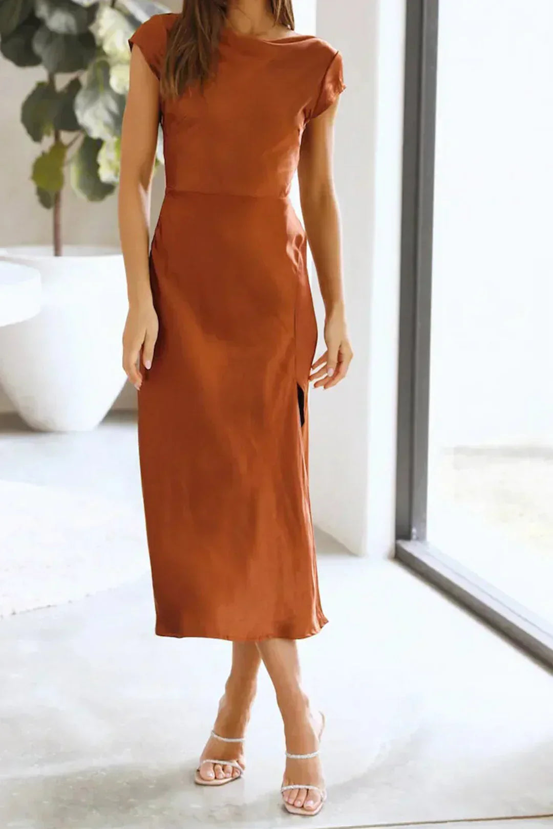 Women's Slip Midi Dress – Minimalist Elegant Silhouette