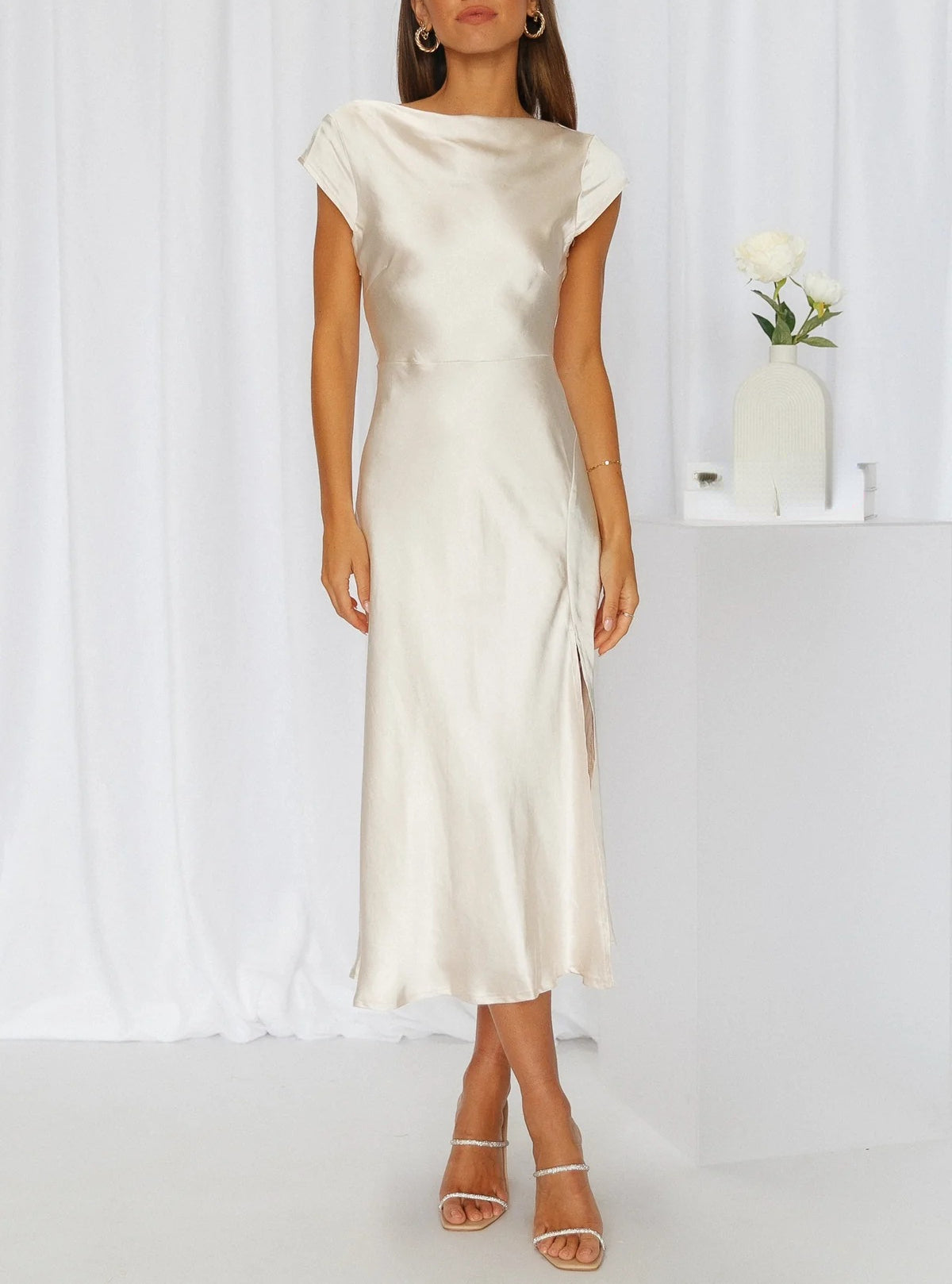 Women's Slip Midi Dress – Minimalist Elegant Silhouette