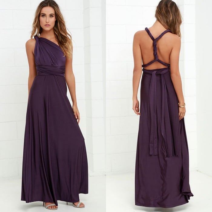 Women's Open Back Maxi Wedding Guest Dress – Elegant Lightweight Flow