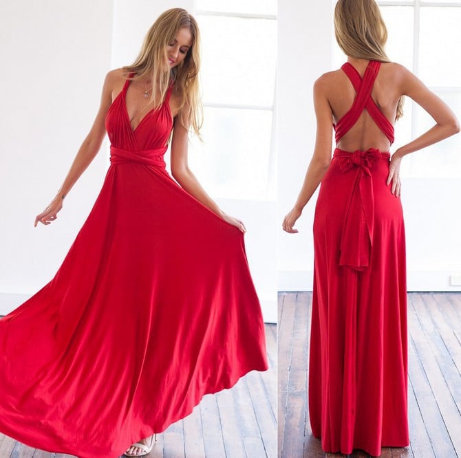 Women's Open Back Maxi Wedding Guest Dress – Elegant Lightweight Flow