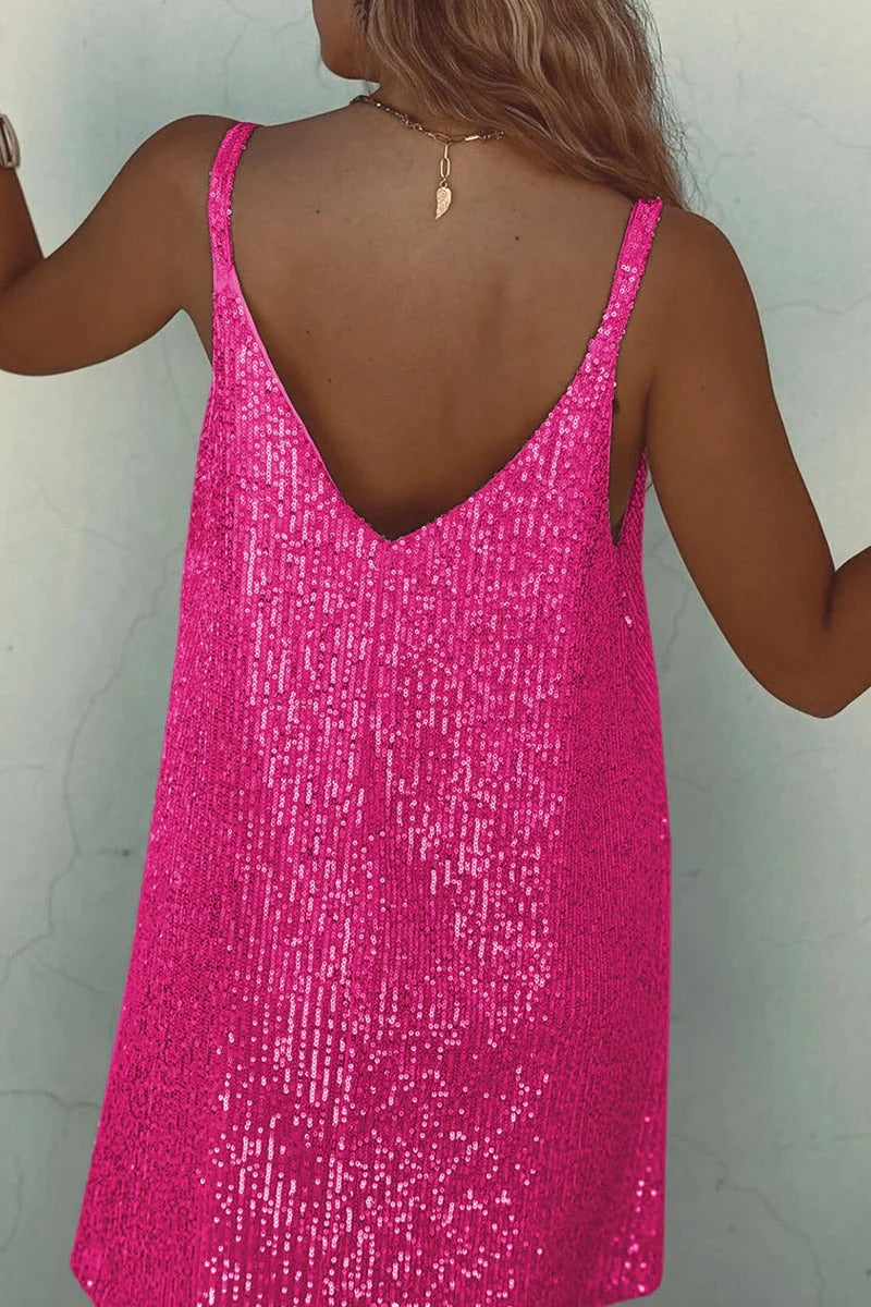 Women's Dazzle Hour V-Back Sequin Mini Dress