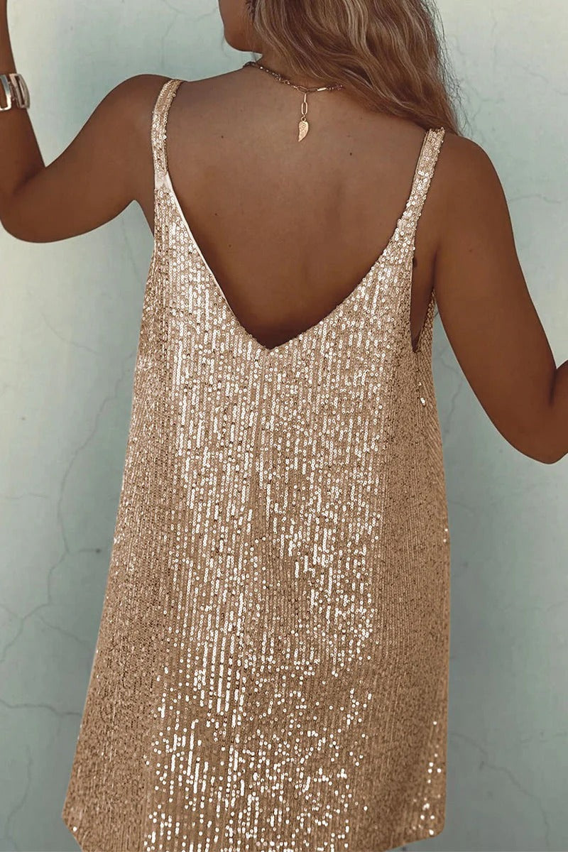 Women's Dazzle Hour V-Back Sequin Mini Dress