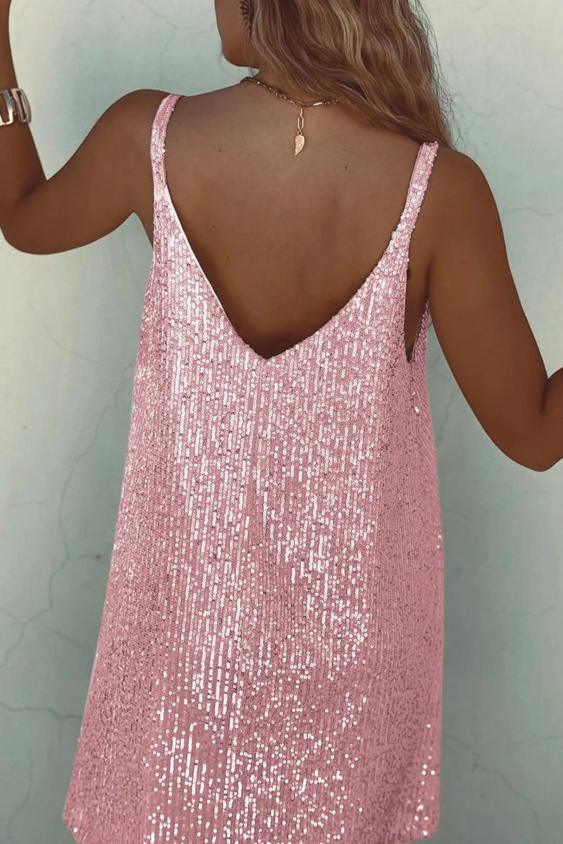 Women's Dazzle Hour V-Back Sequin Mini Dress
