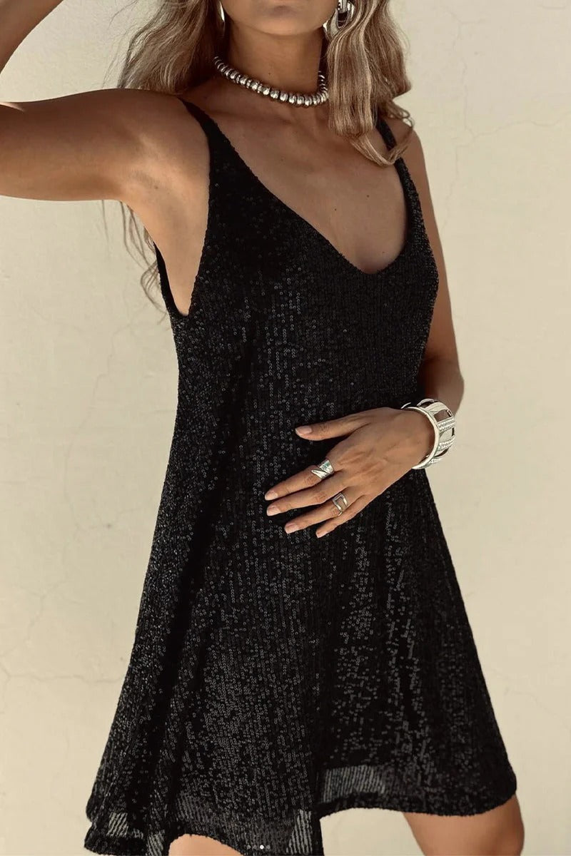 Women's Dazzle Hour V-Back Sequin Mini Dress
