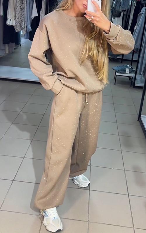 Women's Rhinestone Lounge Set – Comfortable Relaxed Everyday Style
