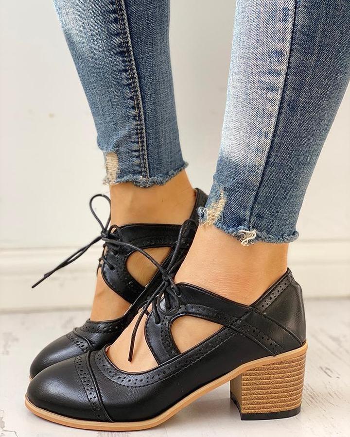 Women's Heeled T-Strap Shoes – Elegant Lace-Up Occasion Style