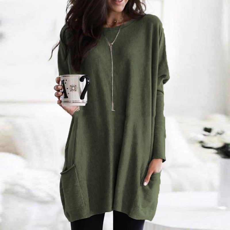 Women's Oversized Sweater Dress – Relaxed Fit Long Sleeve Crewneck Cozy Knit